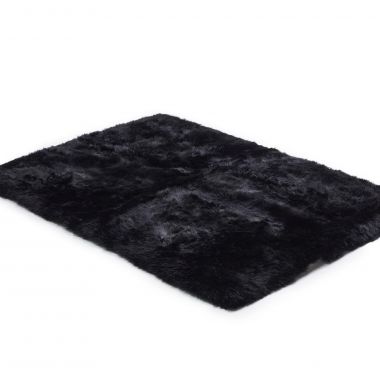 Longwool Rectangle Rug - Black clearance