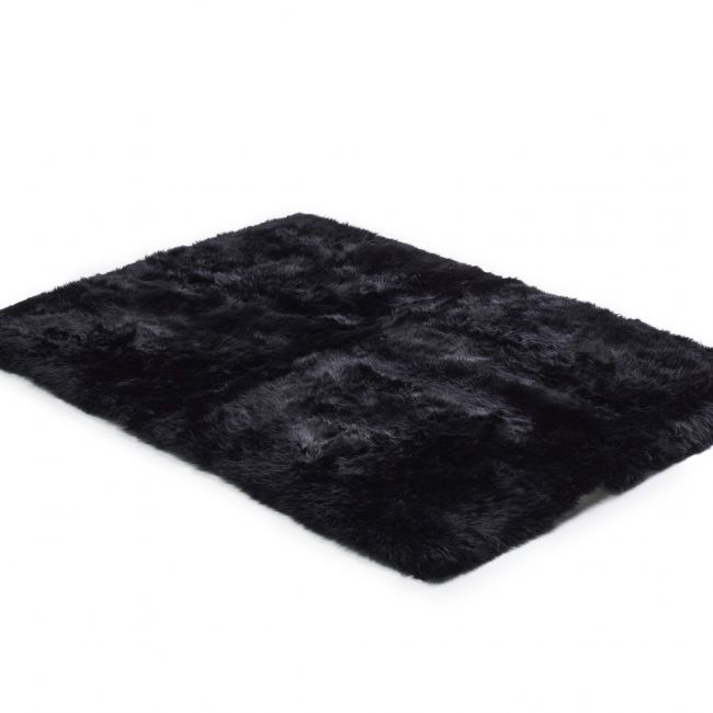 Image of Longwool Rectangle Rug - Black clearance