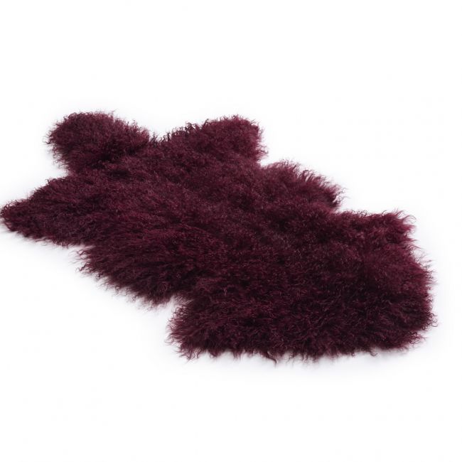 Image of Tibetan Lambskin Rug - Burgundy